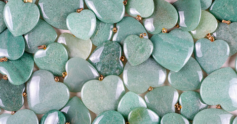 Green heart shaped stones