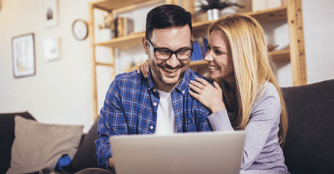 Happy couple communicating