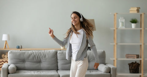 Happy energetic young woman