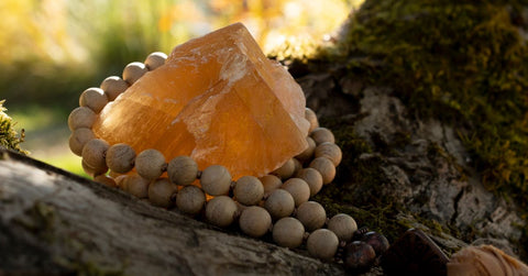 Orange Calcite and Mala Beads