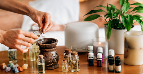 Pouring Essential Oil in Diffuser