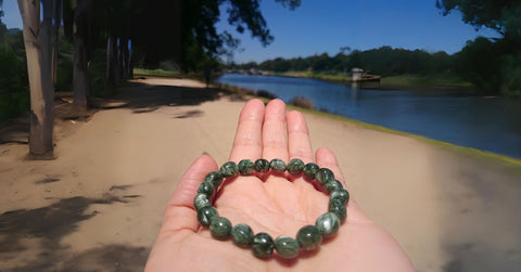 Seraphinite Crystal Bracelet in Hand