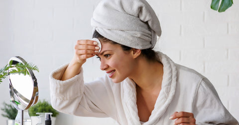 Woman having skin care routine
