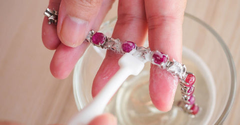 cleaning and polishing red ruby bracelet