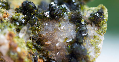 Crystals of Epidote on Rock