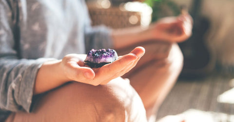 meditating with a crystal