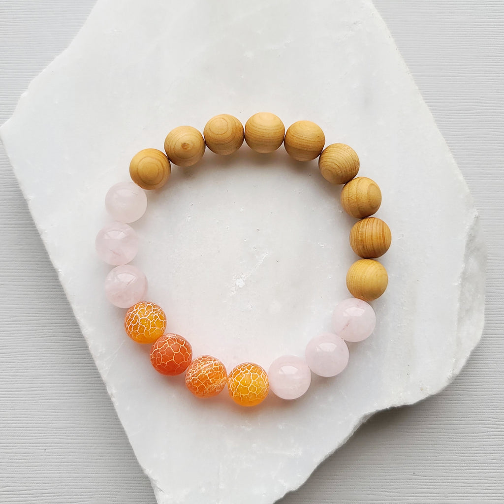 Essential Oil Diffuser Bracelet w/MAMA letter beads, Selenite, Jade, &  Rosewoood