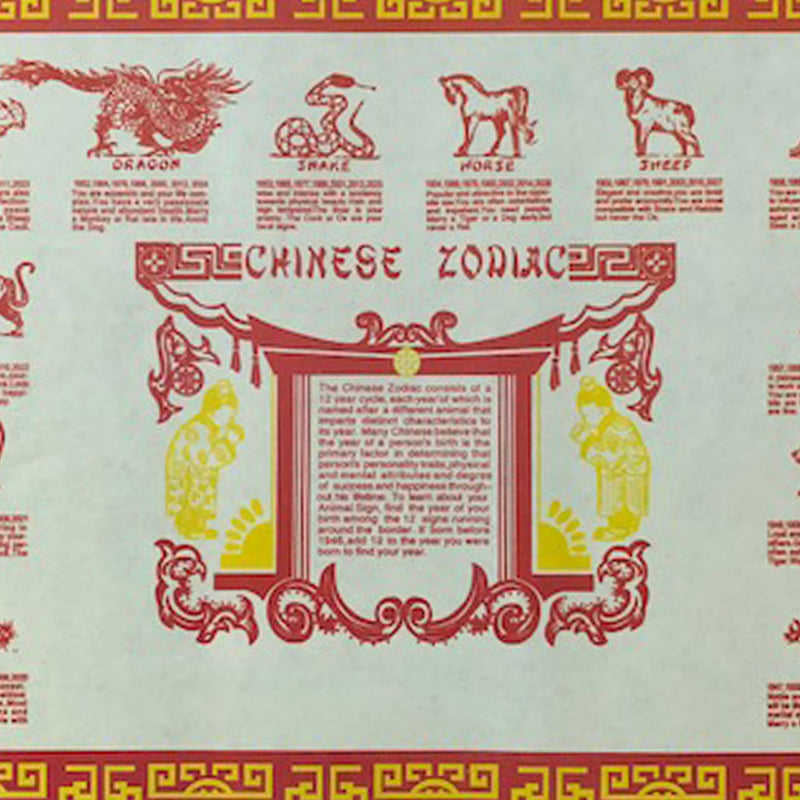 Pack Of 50 Chinese Zodiac Paper Table Mats