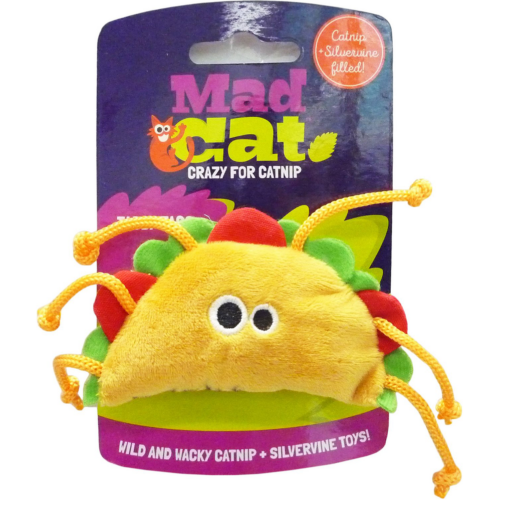 mad cat tabby taco cat toy