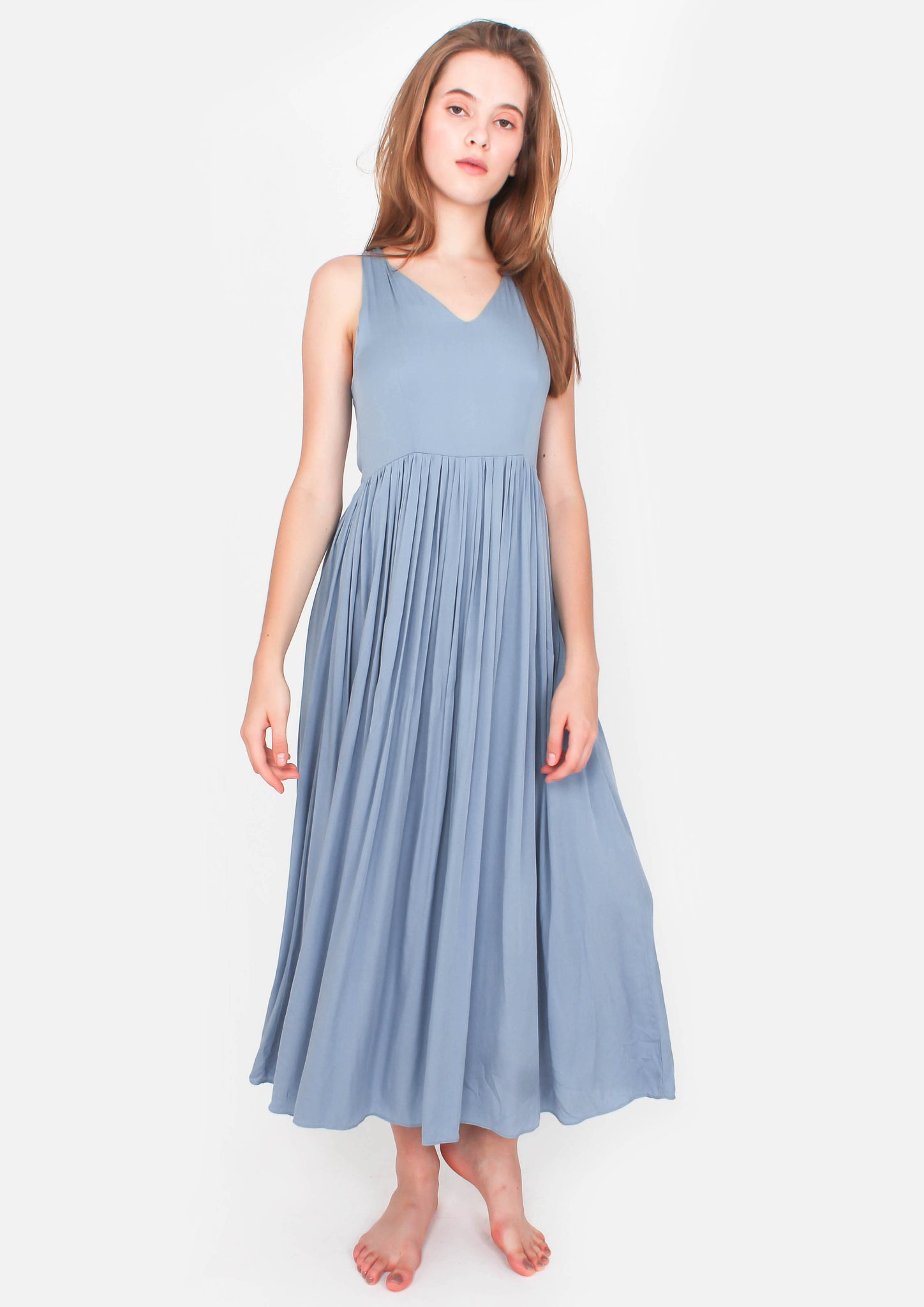 dusty blue maxi dress casual