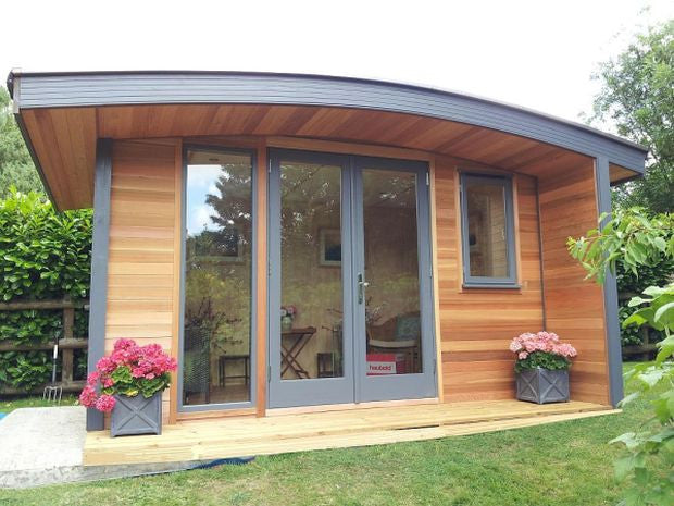 The Winchester 3.8m x 3.0m Curved Roof Cedar Garden Office 