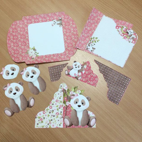 cut out envelope and card pieces from the Panda wrap kit