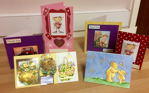 handmade cards made during craft group activities at a homeless sheltered housing scheme