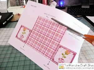 cutting out the printable gatefold envelope base card