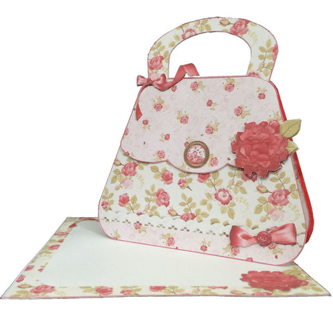 Printable Vintage Rose Handbag Card and Envelope Finished