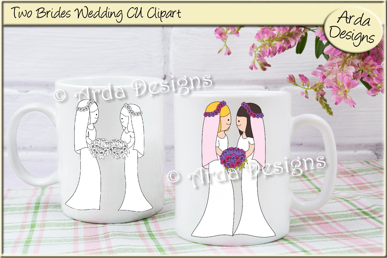 two brides clipart