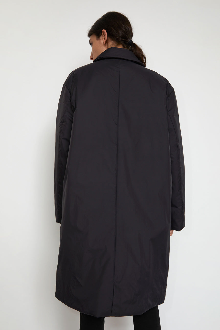 6397 Nylon DB Coat in Black