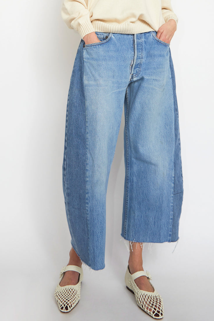 B Sides Vintage Lasso Jean Slouch Crop in Classic Vintage Blue