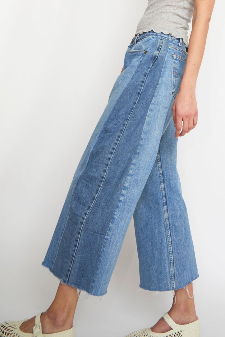 B Sides Vintage Lasso Jean Slouch Crop in Classic Vintage Blue