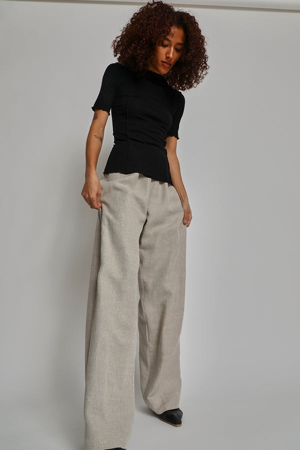 BASERANGE Macau Ribbed Organic Cotton Flared Pants - Black