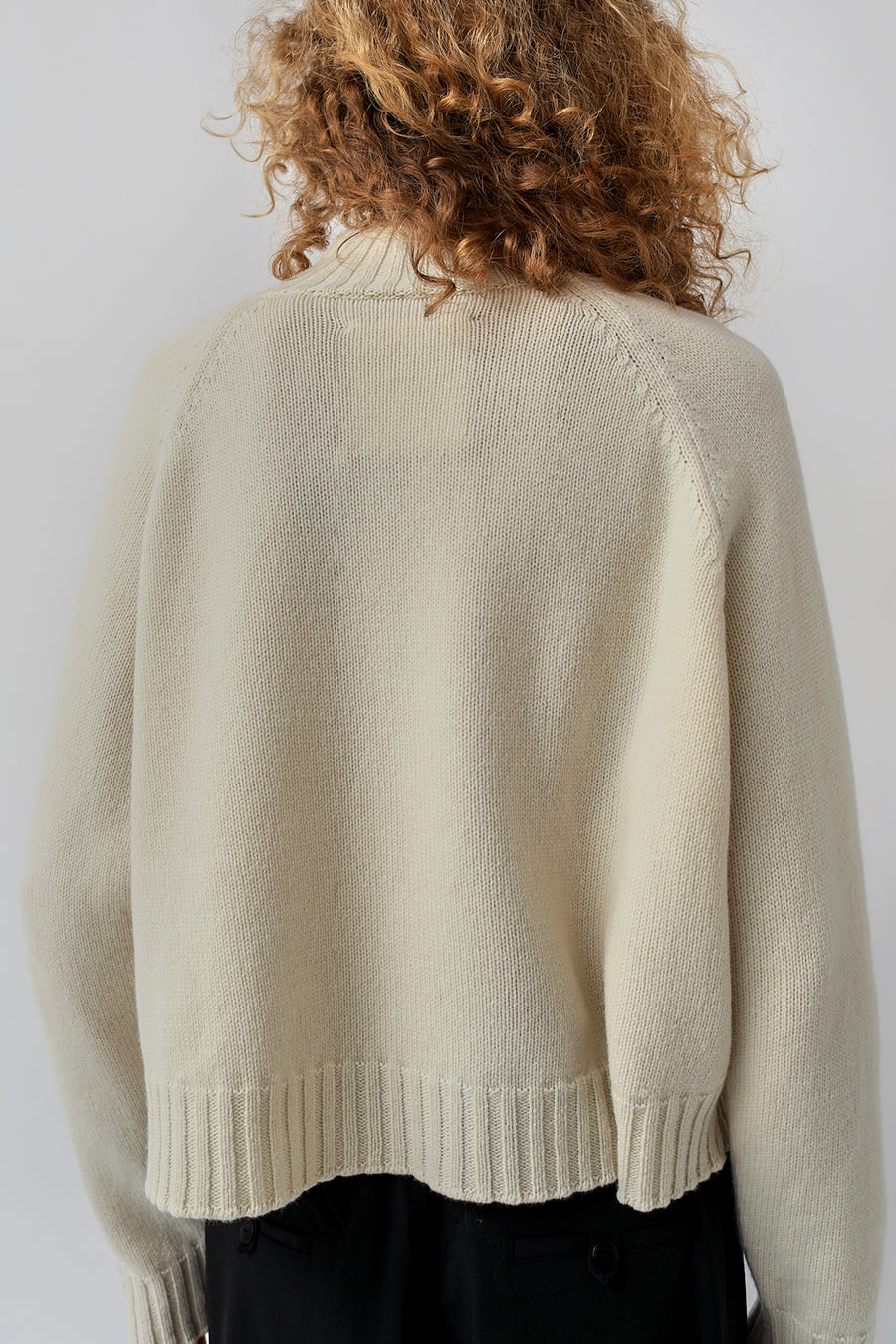 CORDERA Wool and Cashmere Asymmetric Neck Sweater in Natural
