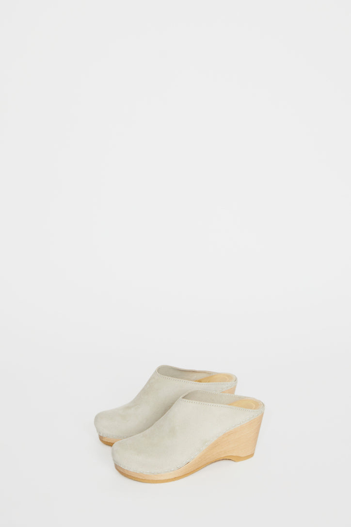 Image of No.6 New School Clog on Wedge in Chalk Suede