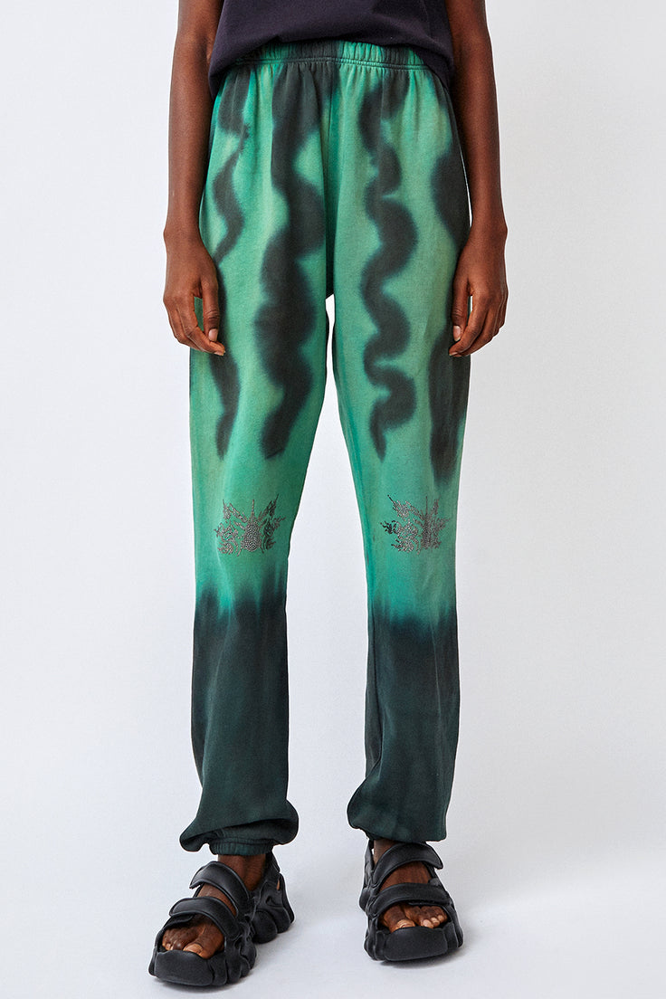 Collina Strada Rhinestone Sweatpant in Forest Squiggle