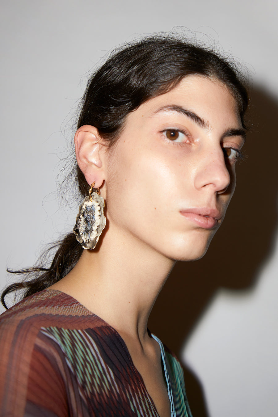 Julia Heuer Shell Drop Earring in Blue Multi