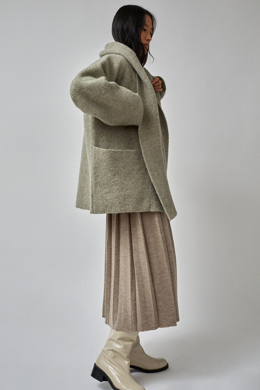 ２セット以上購入で、おまけ１本 【louren】doubleface wool skirt