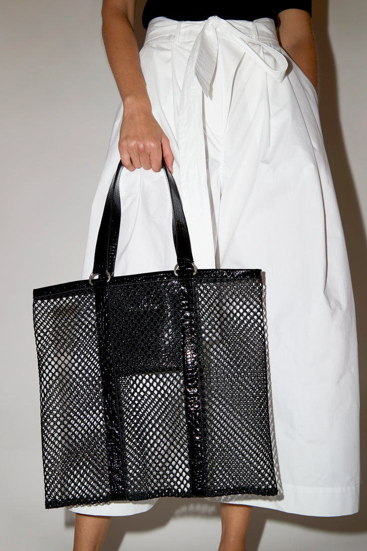 black woven bag