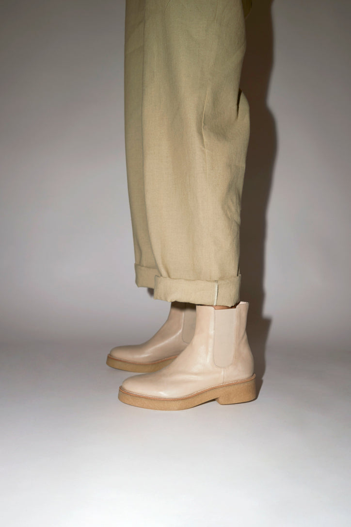 No.6 Pull on Crepe Sole Boot in Cream