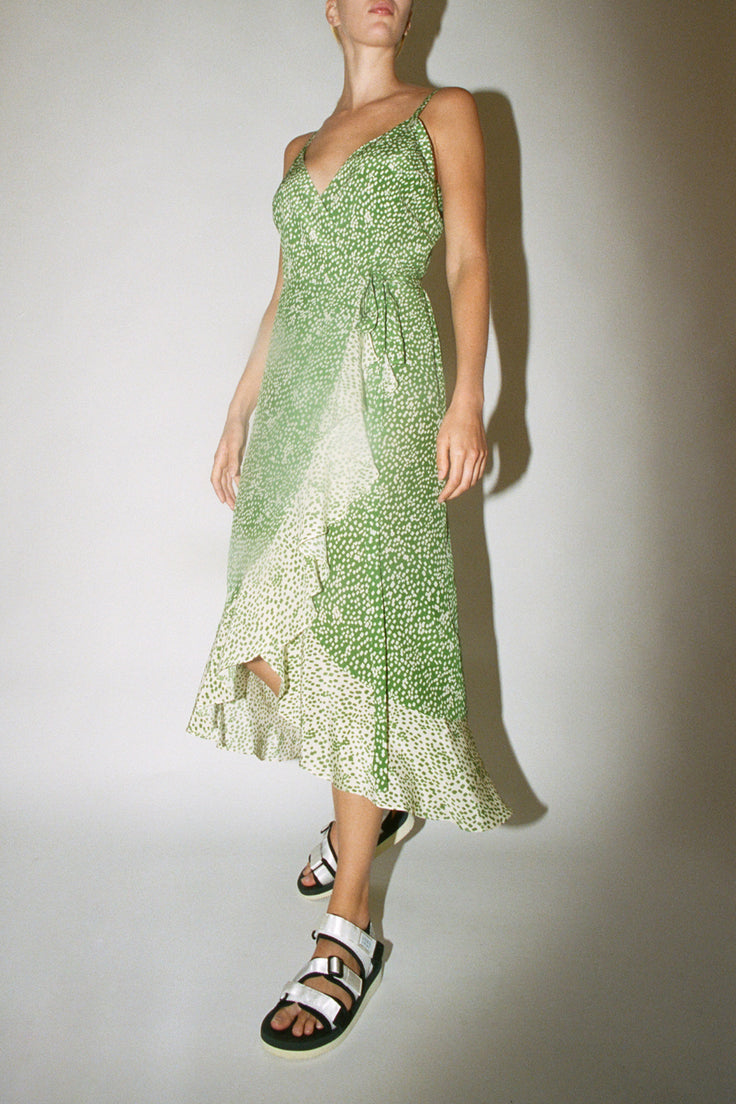 No.6 Sonia Dress in Green with White Dots