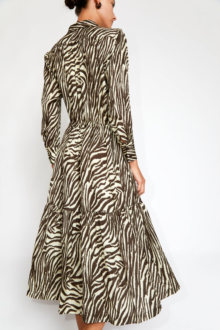 No.6 Roman Dress in Coffee Cream Zebra