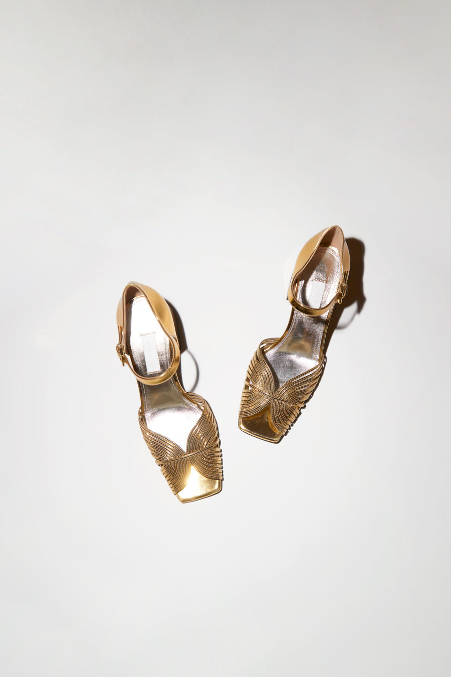 Suzanne Rae High 70’s Strappy Sandal in Gold High Shine Leather