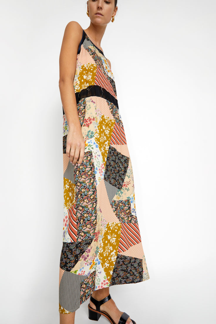 Vladimir Karaleev Long Dress in Patch Print