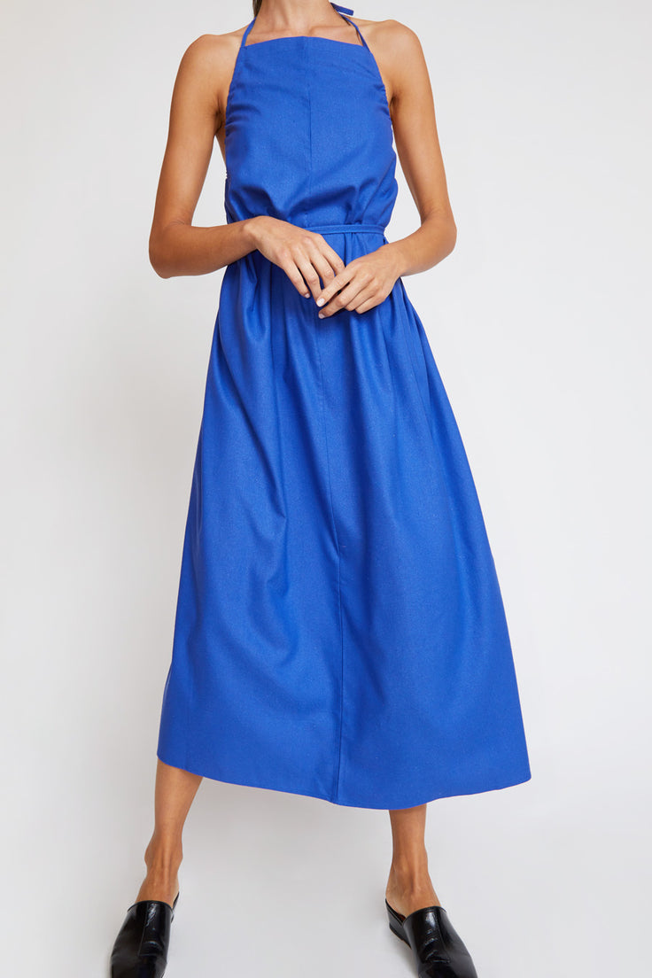 Baserange Apron Honda Dress in Aster Blue