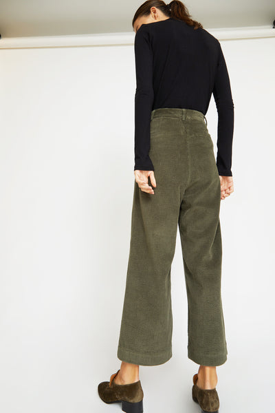 Mijeong Park Corduroy Wide Leg Trousers in Olive