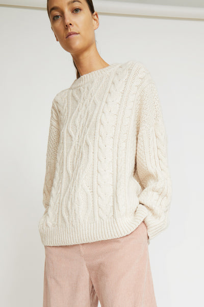Mijeong Park Oversized Cableknit Sweater in Cream