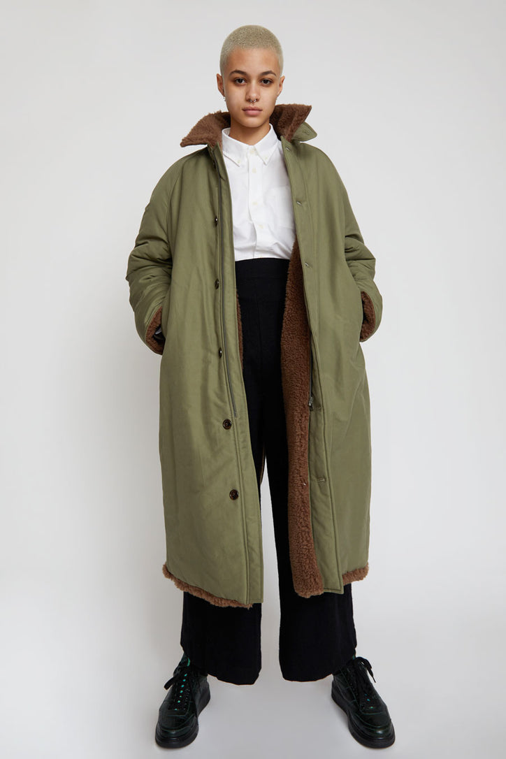 StandAlone Faux Fur Lined Coat in Khaki