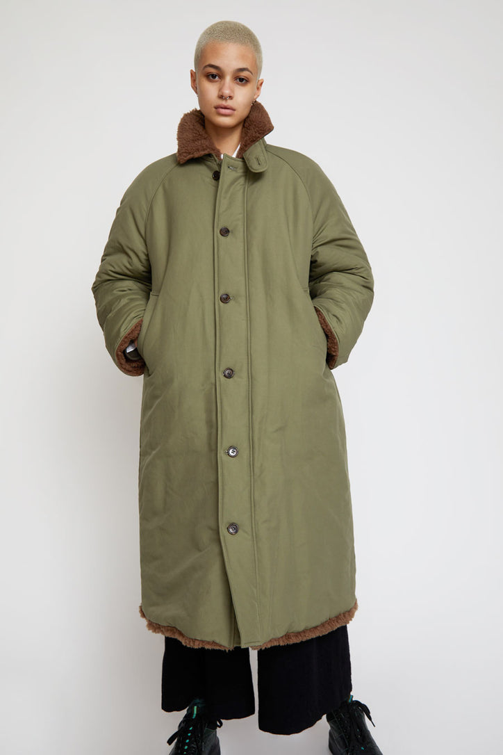 StandAlone Faux Fur Lined Coat in Khaki