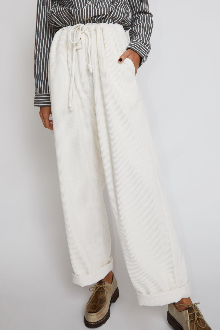 Sultan Wash Work Pant in Velours Blanc Casse