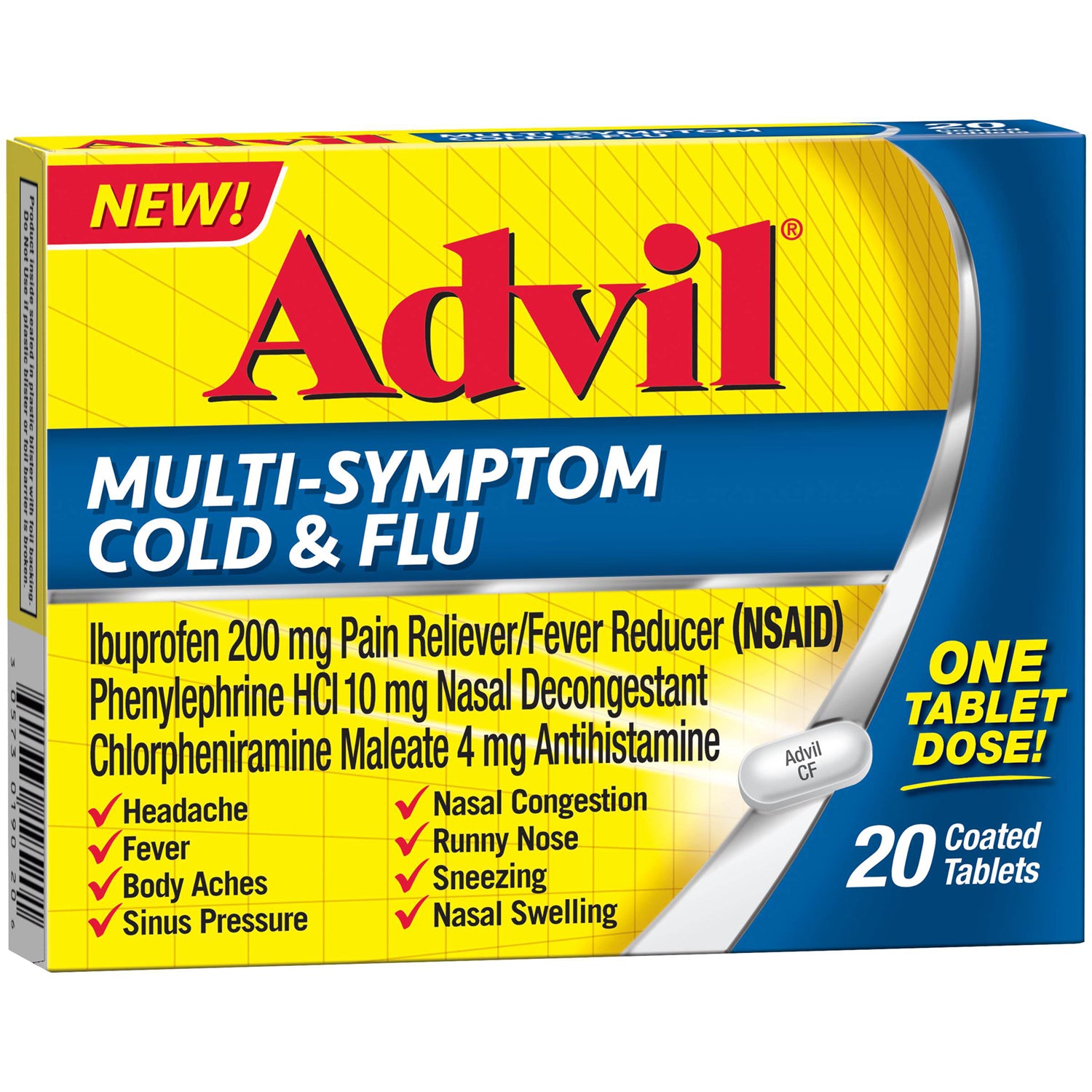 Advil Multi Symptom Cold And Flu Medicine 20 Count Coated Tablet 200m