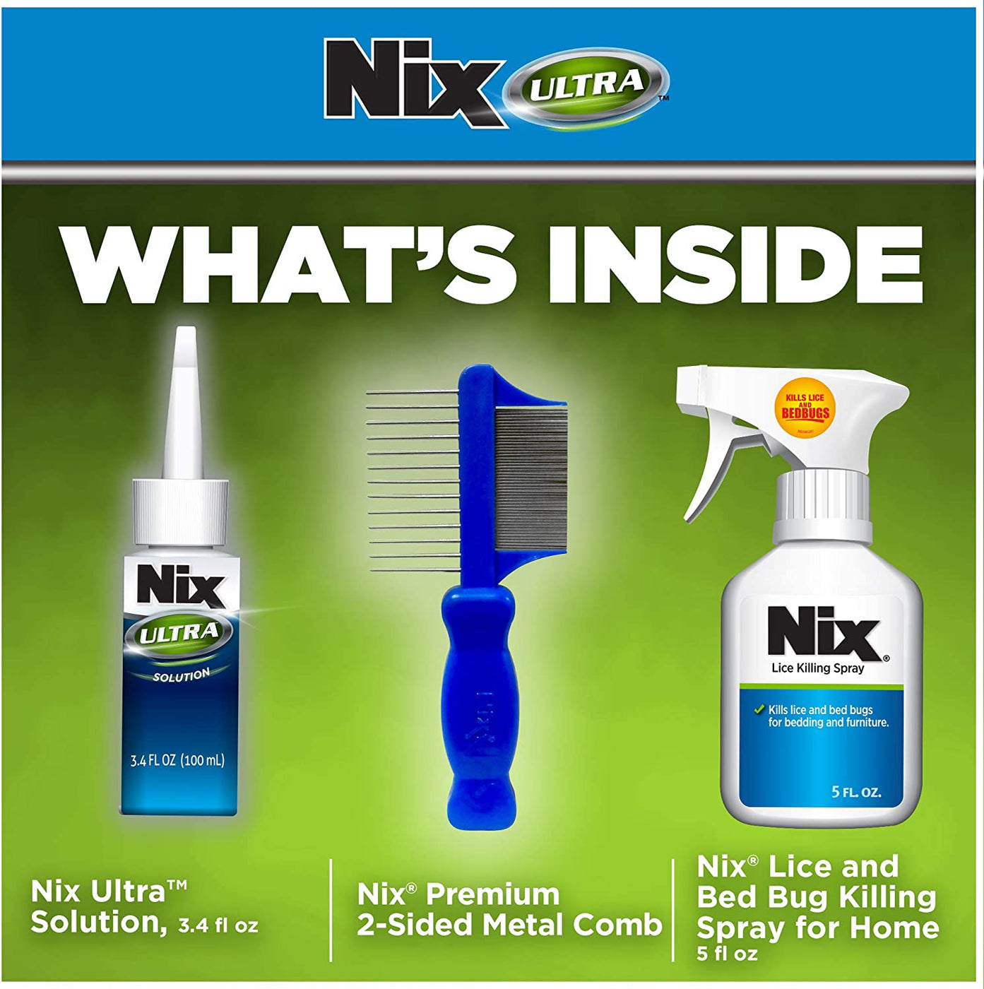 Nix Ultra Lice Removal Kit with Super Lice Treatment Solution, Metal C