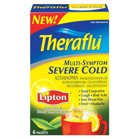Theraflu Multi-Symptom Medicine for Severe Cold with Lipton Green Tea & Honey