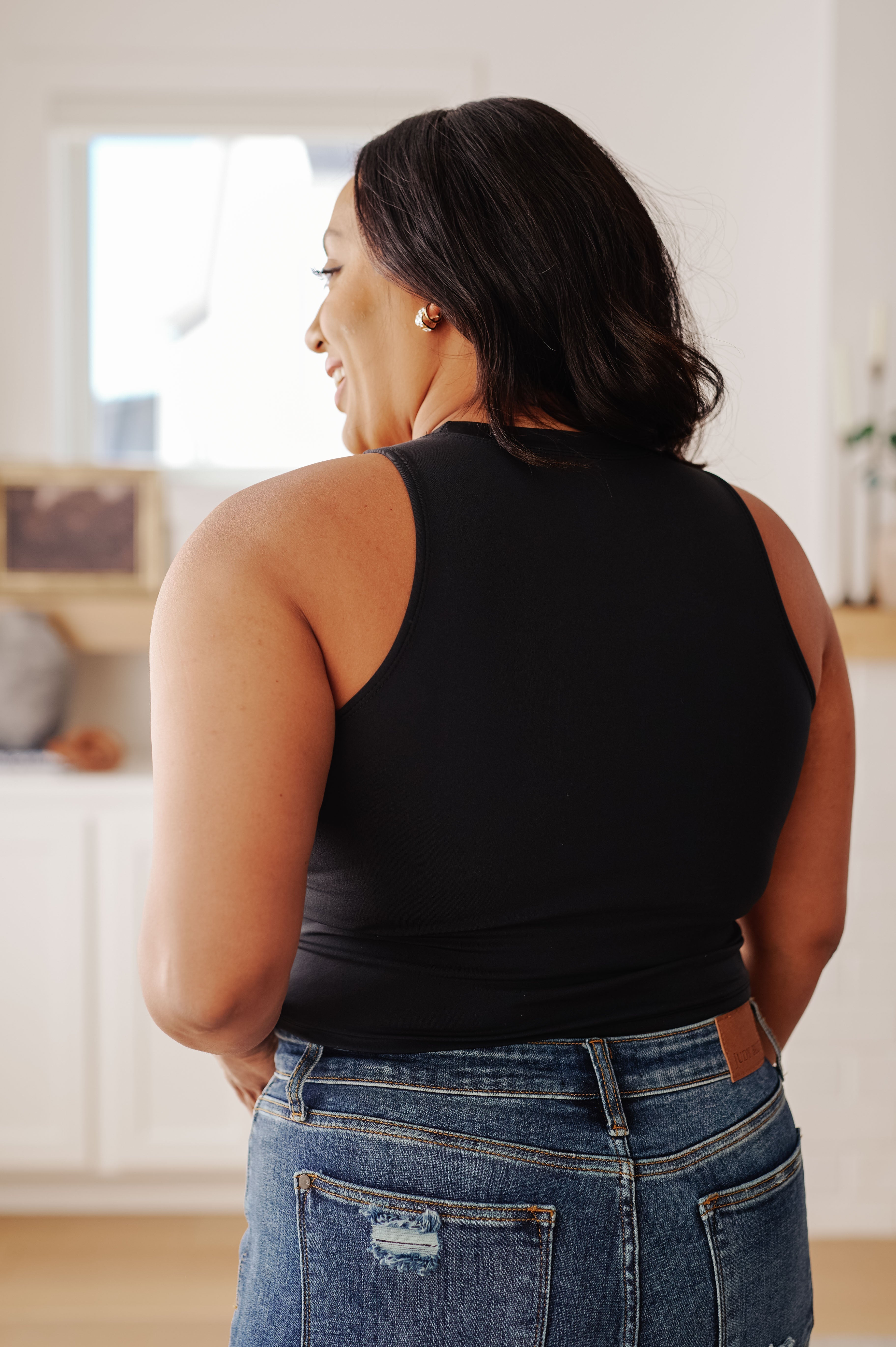 Byrne Halter Crop Tank in Black