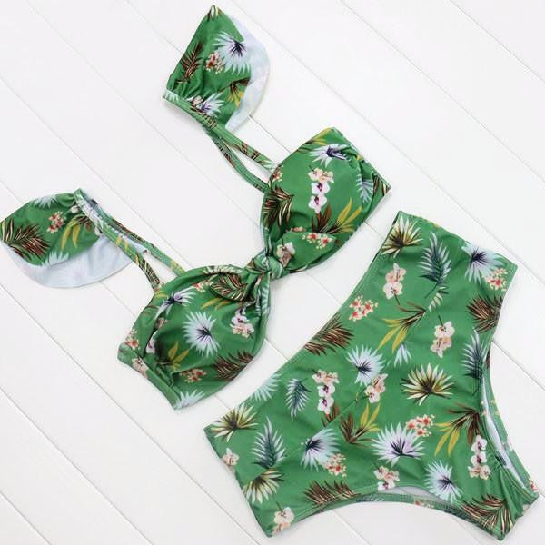 green floral swimsuit