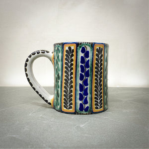 Cappuccino Cup, Wooden Spoon Mexican Coffee Mug, Puebla Talavera