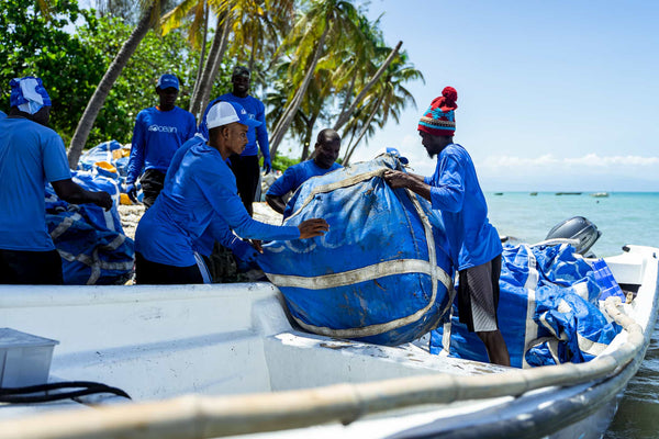 4ocean Haiti Crew Unloading Supersacks at Headquarters