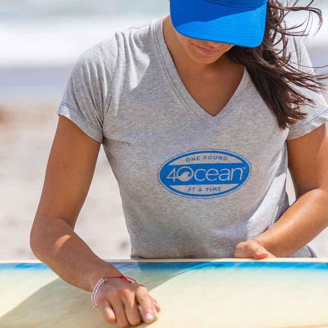 Image of 4ocean Surfer Badge Women’s V-Neck T-Shirt