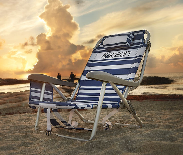 Image of Backpack Beach Chair in Nautical Stripe